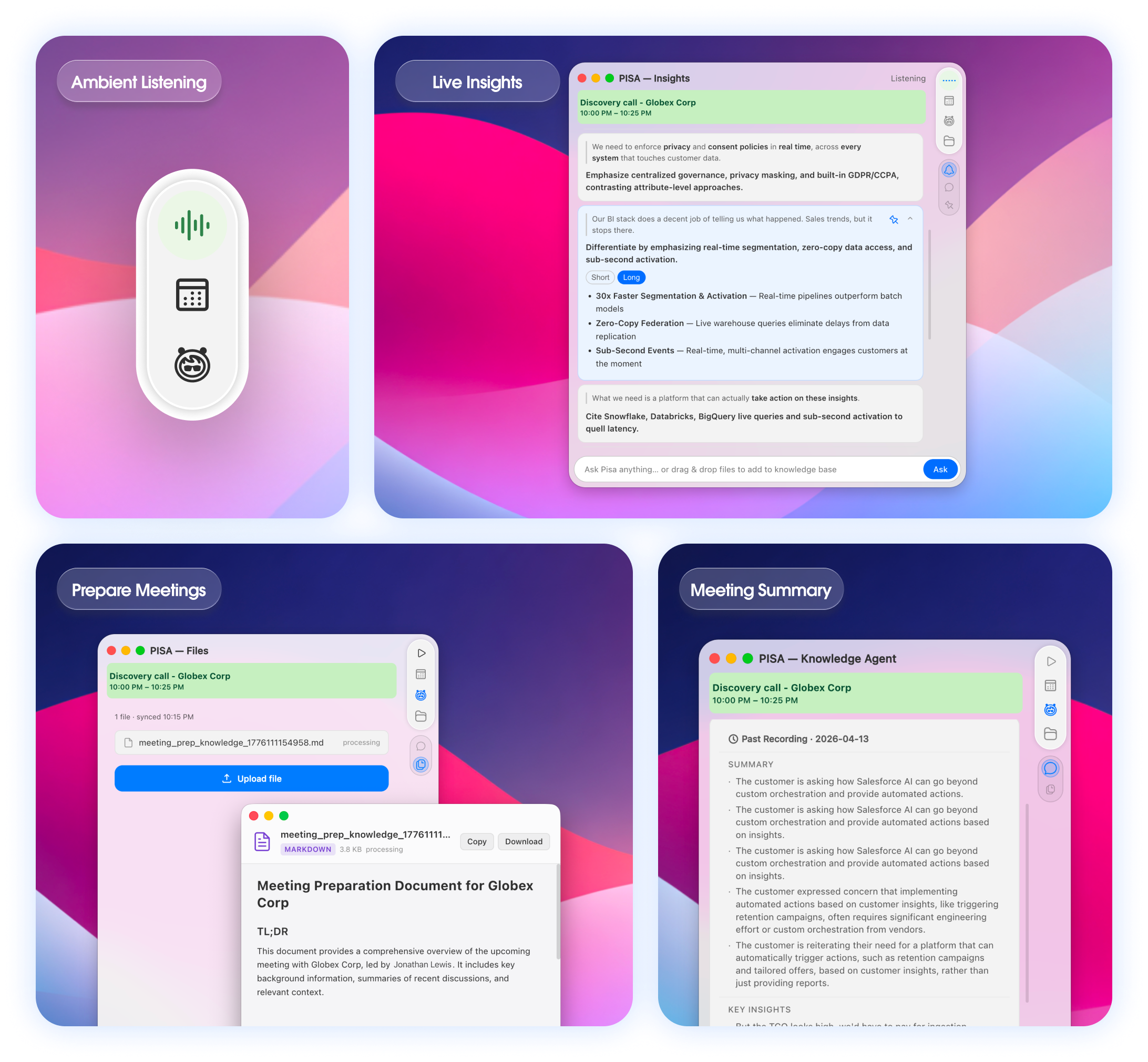 PISA AI meeting support features overview